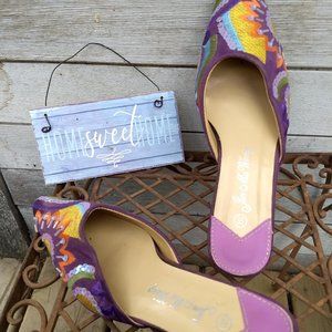 vintage 90s purple rainbow leather sequin mules NWOT 🎈HOST PICK X2🎈